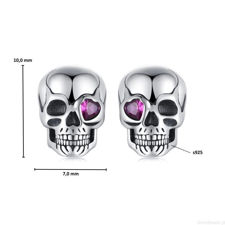 Wymiary wielkość srebrnych kolczyków. Srebrne kolczyki czaszki z kryształowymi sercami