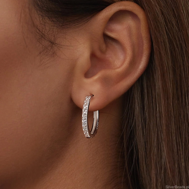kryształowe kolczyki koła ze srebra na zatrzask