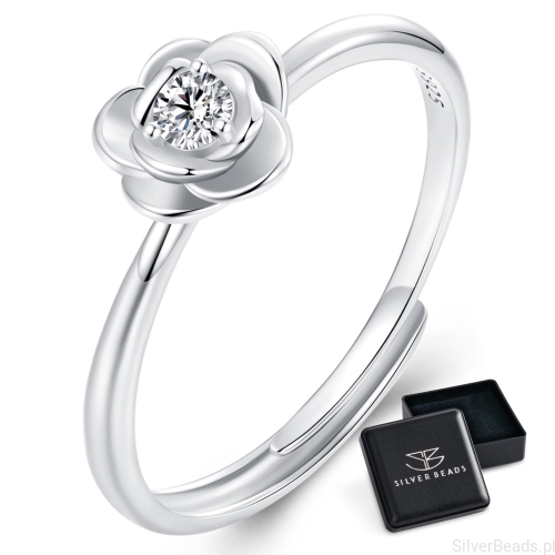 Eleganckie prezentowe pudełeczko gratis. Pierścionki moissanit róża z Moissanitem 0,1 ct
