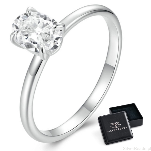 Eleganckie prezentowe pudełeczko gratis. Pierścionki moissanit  z owalnym Moissanitem 1,0 ct