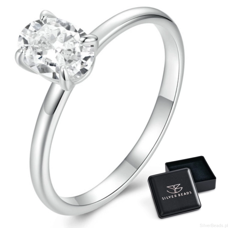 Eleganckie prezentowe pudełeczko gratis. Pierścionki moissanit  z owalnym Moissanitem 1,0 ct