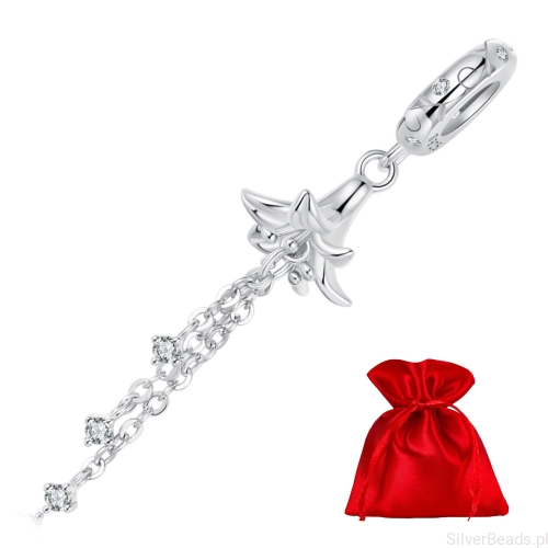 Elegancki satynowy woreczek gratis do każdego zamówienia koralików charms Lilia z wiszącymi kryształkami