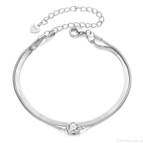 Srebrna podwójna bransoletka Moissanit 5,0 x 5,0 mm 0,5 ct srebrna 925