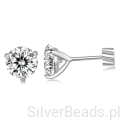 Srebrne sztyfty kolczyki z Moissanitami 6,5x6,5mm 1,0ct srebro 925 rozmiar L
