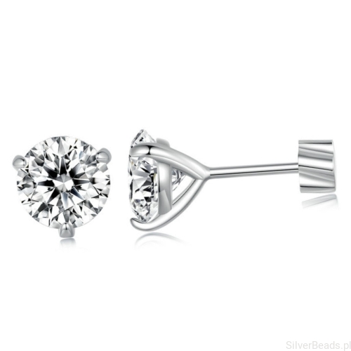 Srebrne sztyfty kolczyki z Moissanitami 6,5x6,5mm 1,0ct srebro 925 rozmiar L