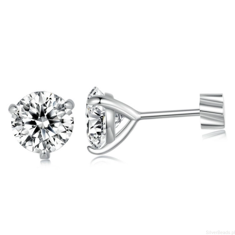 Srebrne sztyfty kolczyki z Moissanitami 6,5x6,5mm 1,0ct srebro 925 rozmiar L