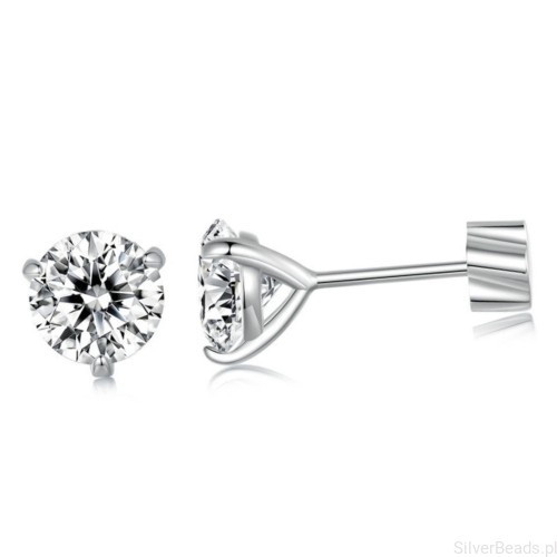 Srebrne sztyfty kolczyki z Moissanitami 5,0x5,0mm 0,5ct srebro 925 rozmiar M