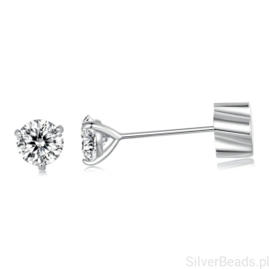 Srebrne sztyfty kolczyki z  Moissanitami 3,0,x3,0mm 0,1ct srebro 925 rozmiar S