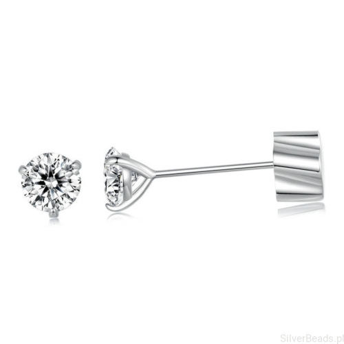 Srebrne sztyfty kolczyki z Moissanitami 3,0,x3,0mm 0,1ct srebro 925 rozmiar S