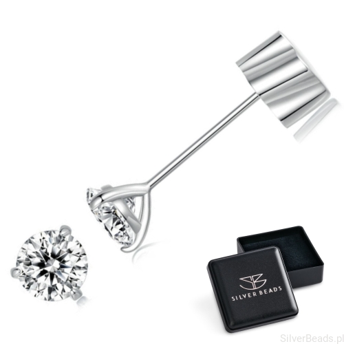 Eleganckie prezentowe pudełeczko gratis do srebrnych kolczyków z Moissanitem z Moissanitami 5,0x5,0mm