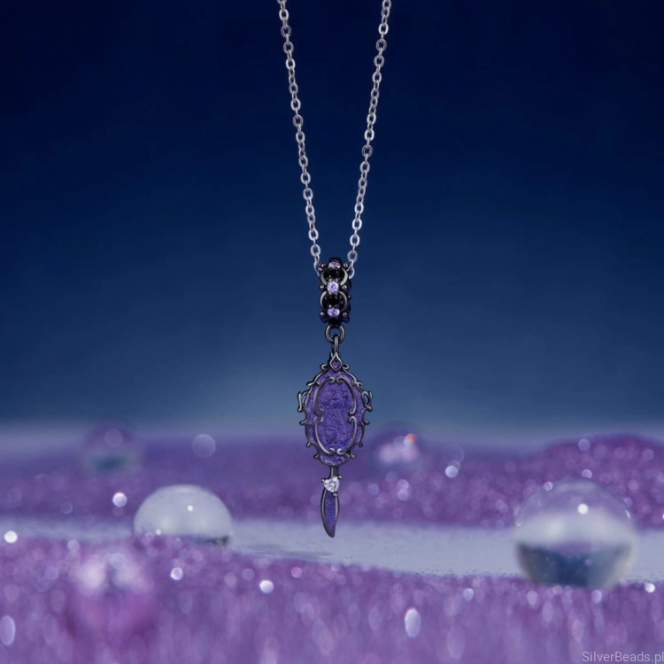 Srebrna zawieszka charms Magiczne czarne lusterko