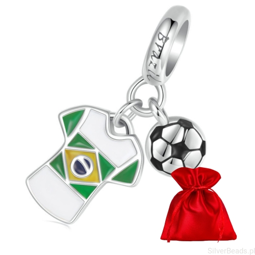 Elegancki satynowy woreczek gratis do każdego zamówienia koralików charms  dla kibica koszulka z flagą Brazylii