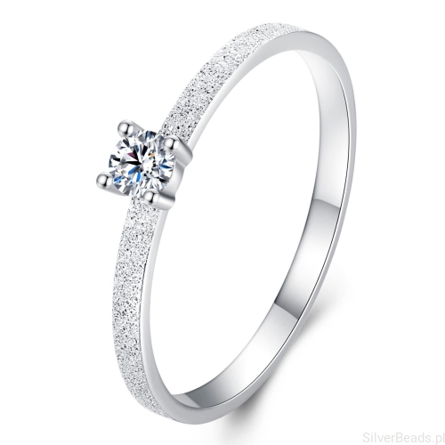 Srebrny pierścionek z Moissanitem 0,1 ct i brokatem srebro 925