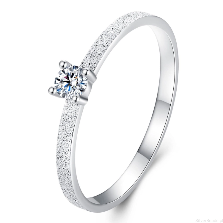 Srebrny pierścionek z Moissanitem 0,1 ct i brokatem srebro 925