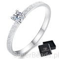 Eleganckie prezentowe pudełeczko gratis. Pierścionki  z Moissanitem 0,1 ct i brokatem