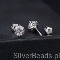 eleganckie srebrne kolczyki sztyfty zakręcane z moissanitami