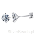 Srebrne kolczyki sztyfty zakręcane gwiazdką z Moissanitami 0,5 ct srebro 925