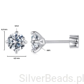 Wielkość i wymiary srebrnych kolczyków z Moissanitem sztyfty zakręcane gwiazdką z Moissanitami 0,5 ct