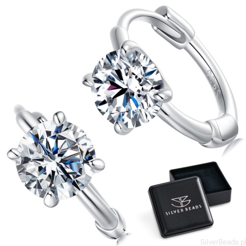 Eleganckie prezentowe pudełeczko gratis do srebrnych kolczyków zz Moissanitem 0,5 ct