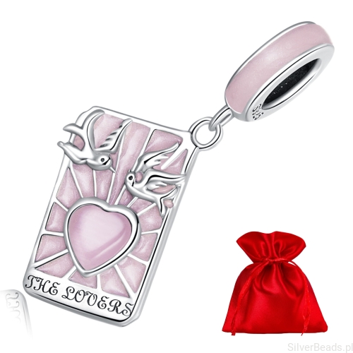 Elegancki satynowy woreczek gratis do każdego zamówienia koralików charms Karta Tarota kochankowie charms srebro 925 zawieszka do bransoletki