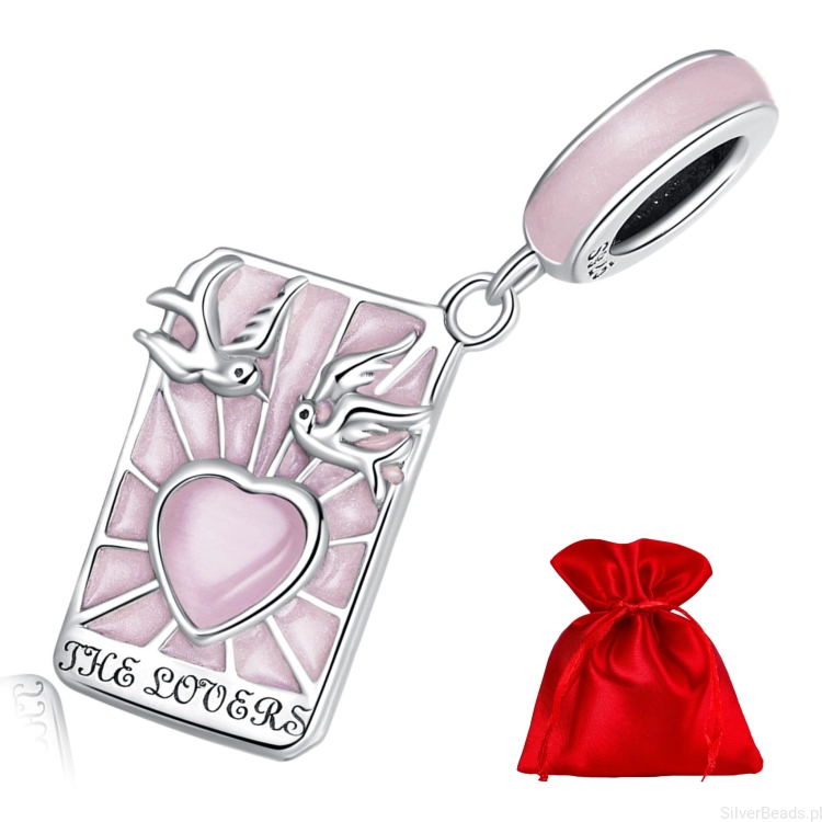 Elegancki satynowy woreczek gratis do każdego zamówienia koralików charms Karta Tarota kochankowie charms srebro 925 zawieszka do bransoletki