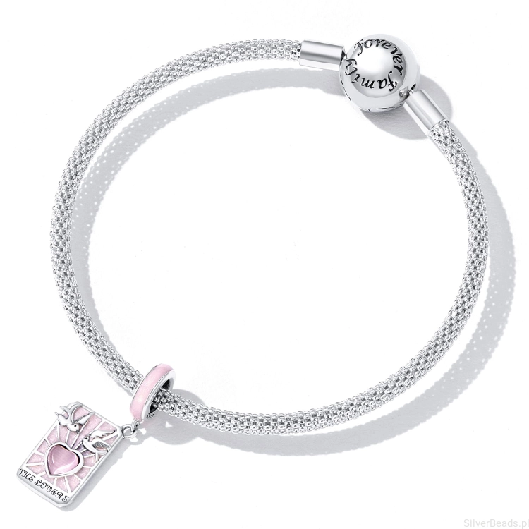 Srebrna zawieszka charms Karta Tarota kochankowie