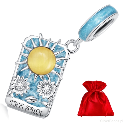 Elegancki satynowy woreczek gratis do każdego zamówienia koralików charms  Karta Tarota słońce