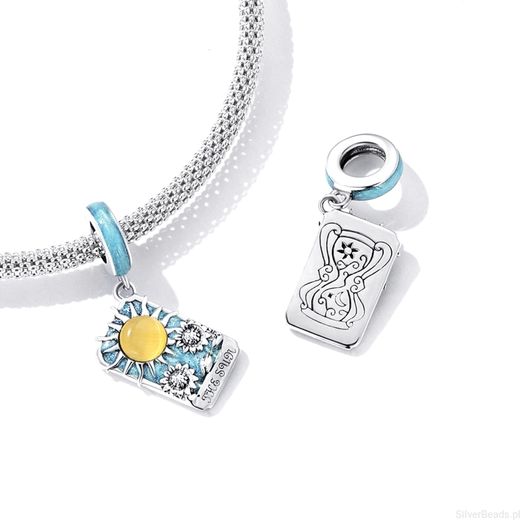 Charms ze srebra próby 925 Karta Tarota słońce
