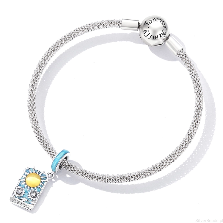 Charms ze srebra próby 925 Karta Tarota słońce