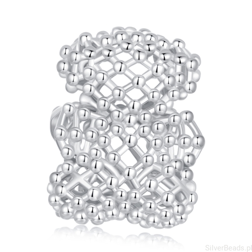 Ażurowy miś srebrny charms koralik srebro 925 beads