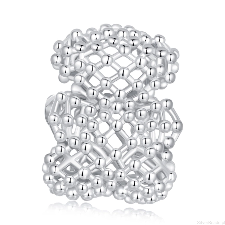 Ażurowy miś srebrny charms koralik srebro 925 beads
