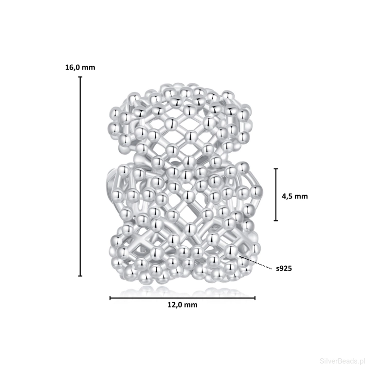 Wymiary koralika charms ze srebra próby 925 beads Ażurowy miś -