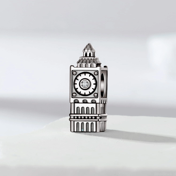 Srebrny koralik charms Big Ben w Londynie