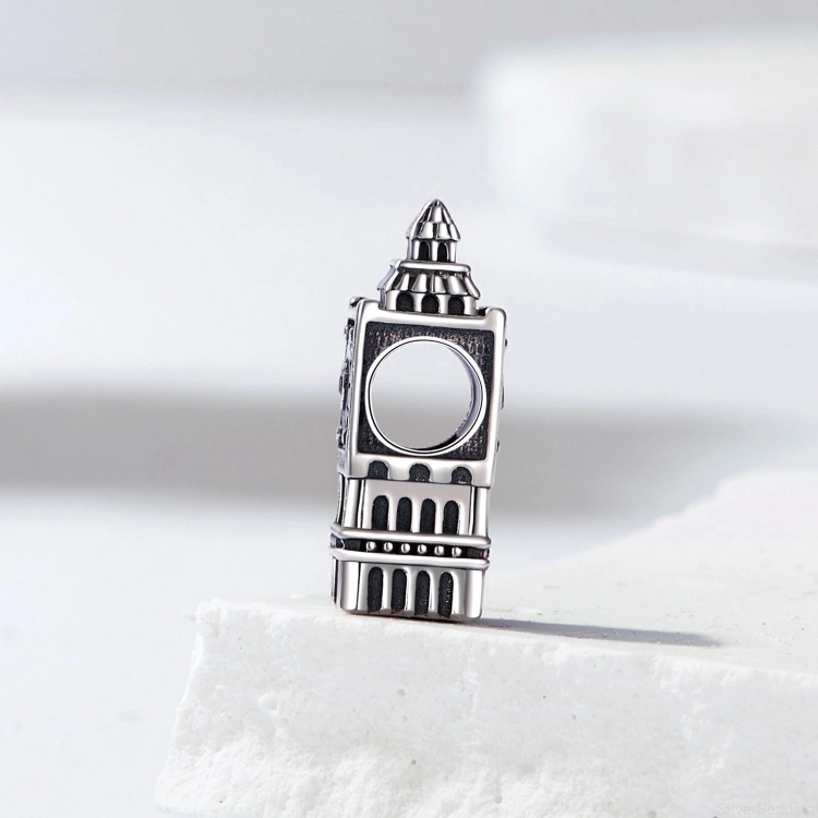 Srebrna modułowa bransoletka typu Pandora i charms Big Ben w Londynie
