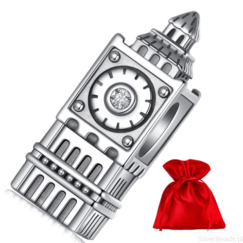 Elegancki satynowy woreczek gratis do każdego zamówienia koralików charms  Big Ben w Londynie