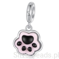 Świecąca w ciemności kocia łapka srebrny charms zawieszka beads