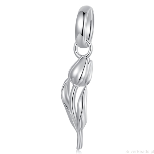 Tulipan srebrna zawieszka koralik beads srebro 925