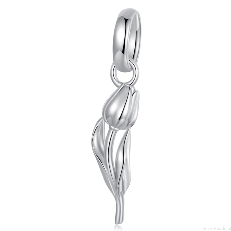 Tulipan srebrna zawieszka koralik beads srebro 925