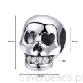 Wymiary koralika charms ze srebra próby 925 beads Czaszka z kryształowym uśmiechem
