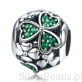 Srebrny charms kula z czterolistnych koniczynek koralik beads srebro 925