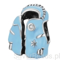 Zimowa niebieska kamizelka srebrny charms koralik beads srebro 925