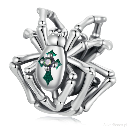 Pająk z krzyżem srebrny charms koralik srebro 925 beads
