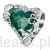 Zielone serce z nietoperzem srebrny charms koralik srebro 925 beads