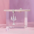 Charms srebro 925 Świecznik z opalizującym sercem koralik do bransoletki modułowej charms
