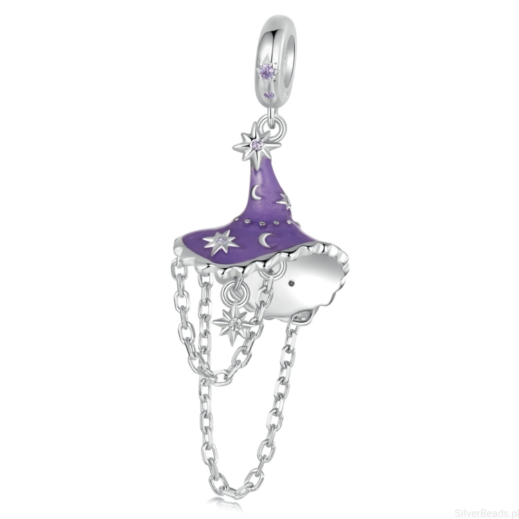 Kapelusz czarownicy świecący w ciemności srebrna zawieszka srebro 925 beads