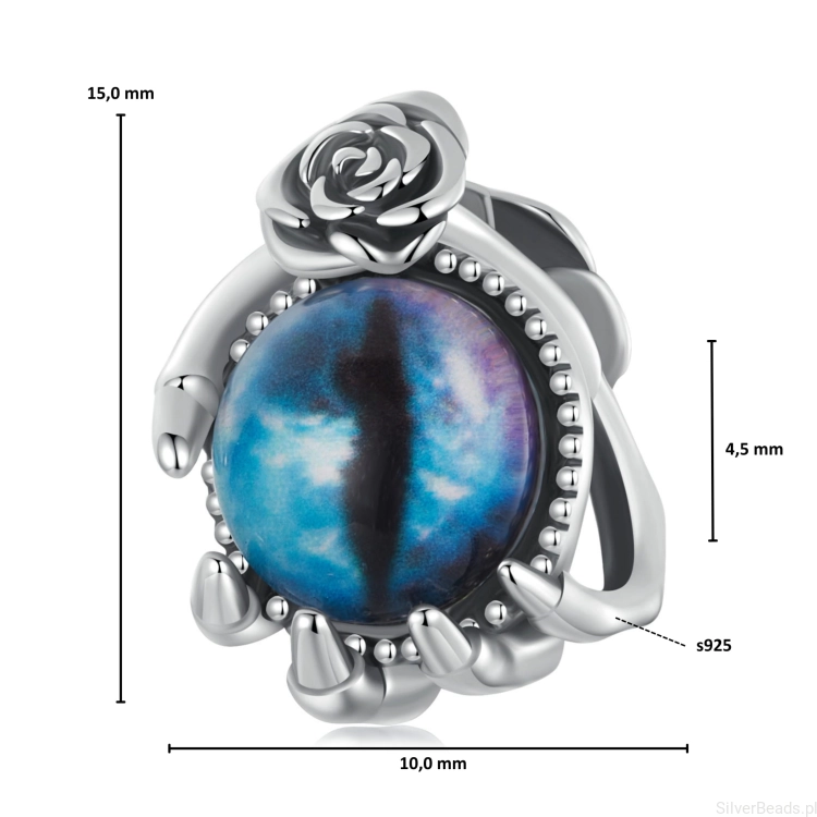 Wymiary koralika charms ze srebra próby 925 beads Oko demona