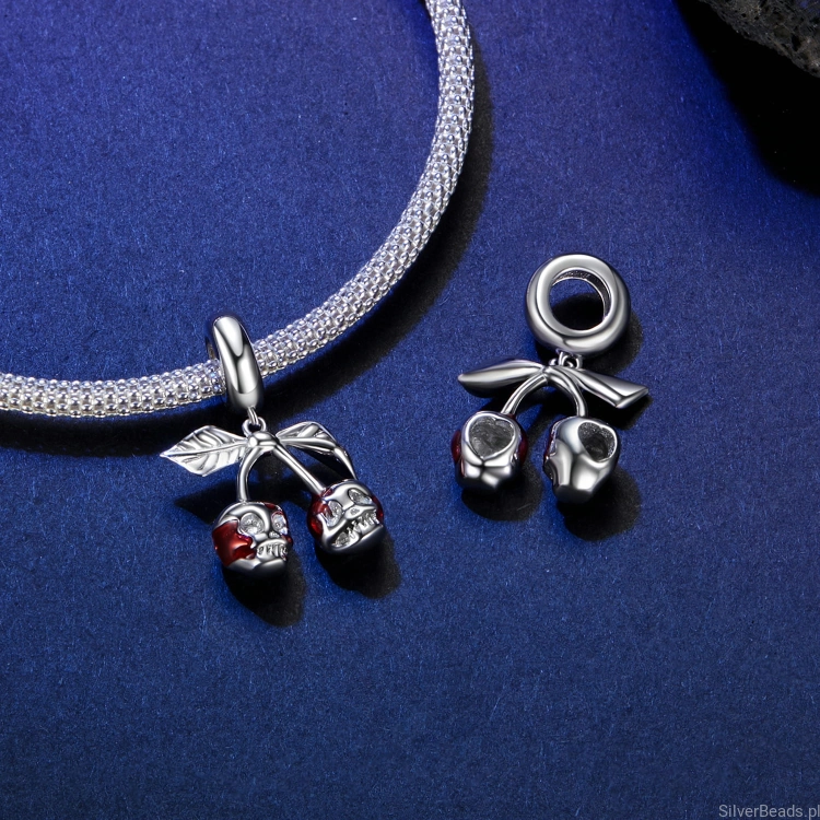 Charms ze srebra próby 925 Wisienki z czaszek