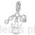 Różowy szklany charms ze srebrnymi kokardkami srebro 925 beads