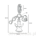 Wielkość zawieszki charms ze srebra próby 925 koralik  aniołkiem i znakiem nieskończoności