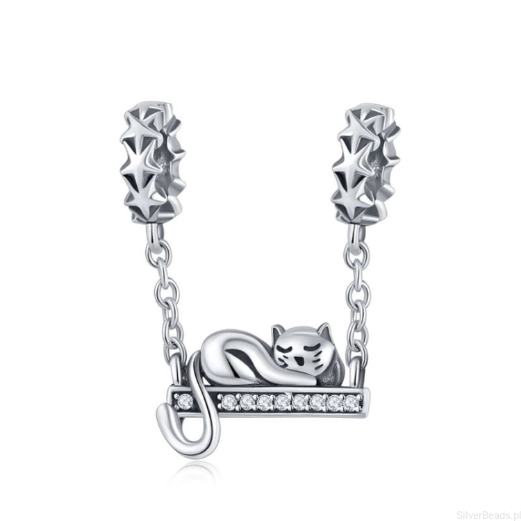srebrny charms kot łańcuszek g010.jpg